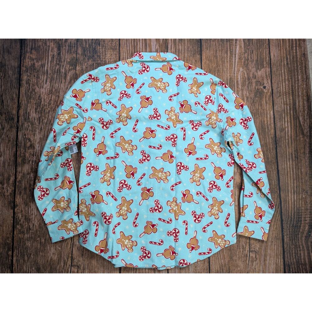NWT Disney Flannel Shirt Mickey Candy Ice Cream Holiday Gingerbread Unisex Med - Picture 9 of 11
